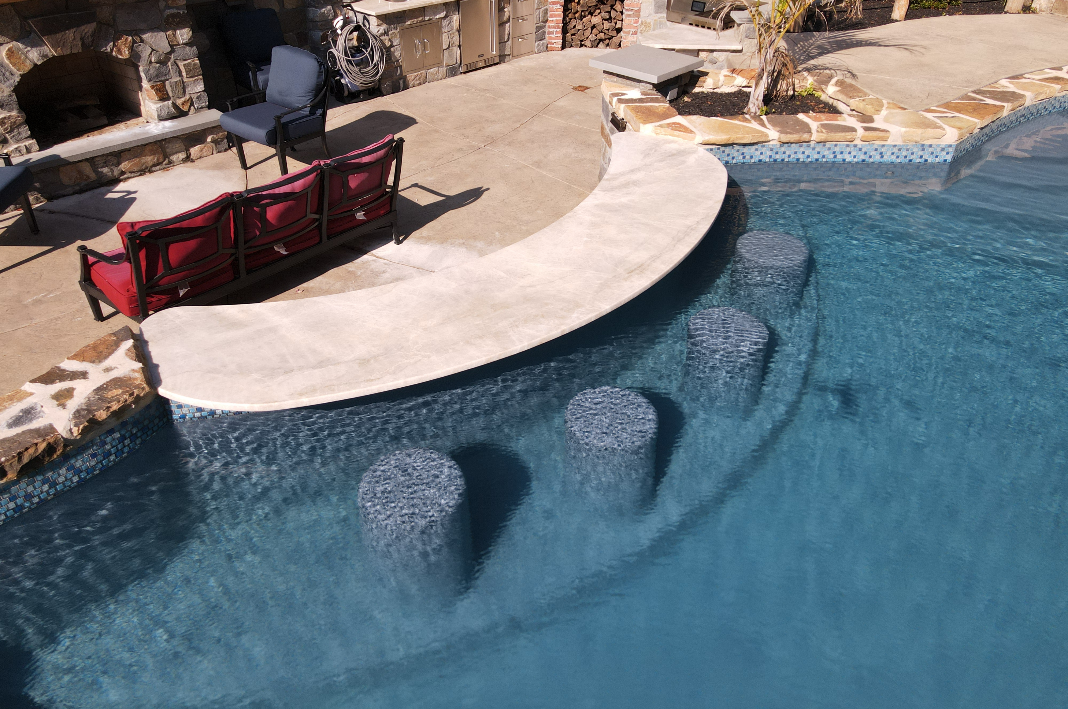 conversation cove in an inground swimming pool